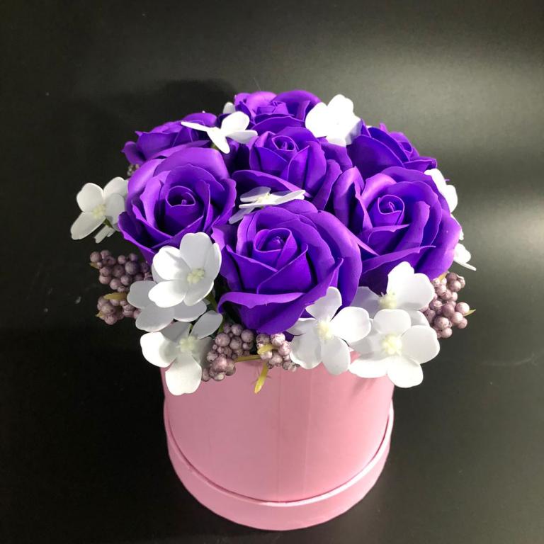 Cutie trandafir mov SAPUN